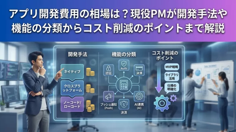 アプリ開発の費用相場は？開発手法・機能などの内訳と費用を抑えるポイントを現役PMが解説
